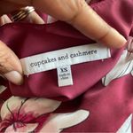 Cupcakes and Cashmere  | Burgundy Floral Long Sleeve Wrap Dress Sz XS Photo 5
