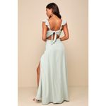 Lulus NWT  Sweetest Entrance Sage Green Ruffled Tie-Back Maxi Dress Wedding Sz S Photo 2