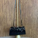 Vintage Black Vinyl‎ Ruffle Coquette Crossbody Evening Cocktail Purse Bag Clutch Photo 1