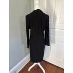 Norma Kamali Black Midi Long Sleeve Shirt Dress Large Stretch Travel Modest Photo 2