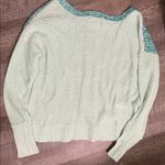 American Eagle  Outfitters Teal and White Knit Sweater Photo 3