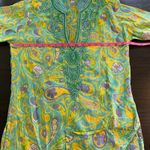 Barbara Gerwit Tunic Top Medium‎ Beaded Paisley Print Cotton Blouse Cover Up Blue Photo 8