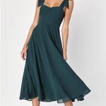 Lulus NWOT  Sophisticated Charisma Dark Teal Tie-Strap A-Line Midi Dress Size S Photo 0