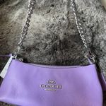 Coach NWT CL407 Charlotte Shoulder Bag Pebble Leather Silver/Iris Color $378 Photo 3