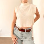 Preston & York Vintage White Ribbed Sleeveless Crop Top Photo 1