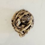 90s Vintage Big Cat Clouded Leopard (Pattern) Oblong Silk Scarf, Brown & Tan Photo 6