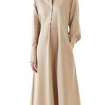 COS Beige Wool Blend Oversized Collar Long Sleeve Midi Shirt Dress Size 8 Photo 0
