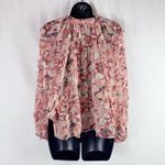 Ulla Johnson Adela Silk Floral Ruffle Blouse Pink Red Metallic Sheer Top Sz 2 Photo 4