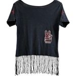 Affliction  American Custom Rhinestone Fringe Tee Shirt Small Y2K Moto Biker Glam Photo 1