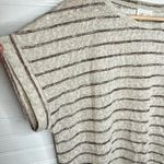 Caslon  Women's Beige Striped Short Sleeve Drawstring T-Shirt Size L in Oatmeal Photo 3