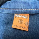 JouJou Women's Denim Moto Jacket Studded Shoulder Zip Pockets Blue Size M Size M Photo 8