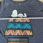 Peanuts Blue Grey Long Sleeve Tee Shirt ~ Snoopy Graphic Boho Doghouse ~ Size S Photo 9