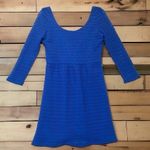 Francesca’s Royal Blue Crochet Mini Dress Size Small open back V Photo 6