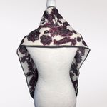 Vintage Floral Print Wool Blend Rectangle Scarf Gray Red White Multiple Photo 3