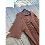 Chico's ‎ Cotton Open Front Cardigan Women’s Size 2 Short Sleeve Brown large Photo 3