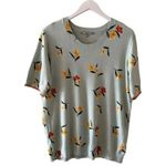 Anthropologie  Danielrainn Knit Top Blouse Crewneck Multicolor Floral Sz L #2256 Photo 0