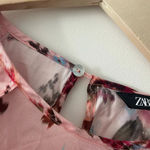 ZARA  Pink Floral Ruffle Long Sleeve Blouse Photo 3