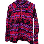 Eddie Bauer Womens Medium Fleece 1/4 Zip Pullover Aztec Geometric Red Purple Photo 0