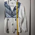 Mud Pie  White Blouse with Blue Embroidery Photo 4