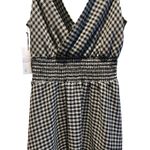BAILEY 44 Black White Gingham V Neck Twist Knot Smocked Waist Midi Dress Medium Photo 5