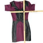 Rebecca Minkoff  Plum Purple V-Neck Black Lambskin Leather Panel Mini Dress Sz 0 Photo 6