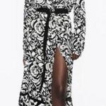 ZARA Floral Printed Button Front Maxi Shirt Dress Black White Women's Size XL Photo 0