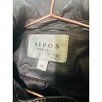 SAMANTHA SIPOS Black Ribbed 100% Leather Biker Cropped Jacket Size Extra Small Photo 7