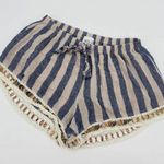 MISA Los Angeles MISA LA Blue Striped Ring Crochet Fabric Shorts - Medium Photo 0