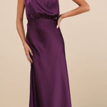 Lulus LULU’S Distinctive Charm Purple Satin Asymmetrical Maxi Dress Photo 0