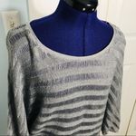 Elle NWT Metallic Silver Open Knit Dolman Top Photo 2