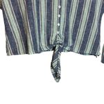 For Cynthia  Women Crop Top‎ PL Colorful Striped Tie Front Coastal Beachy Summer Photo 4