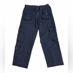 Free People  Tahiti Cargo Navy Military Cotton Drawstring Utility Pants Medium Photo 3