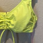 Wild Fable New Light Neon Yellow Tie front Cap Sleeve Swim Bikini Top Photo 6