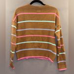Lands' End Brown Sweater with Pink and Blue Stripes xs cozy classic girly knit Photo 1
