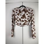 Altar'd State Cow Print Long Sleeve Crop Top Women's Size L Western Streetwear Photo 2