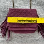 Art Class  Burgundy Quilted Faux Suede Fringe Mini Bag Purse Crossbody Photo 8