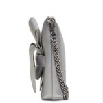PINKO Aika Bow Flat Leather Crossbody Bag NWT Silver Photo 4