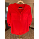 Ivanka Trump Roll Tab Sleeve Bright Red Blouse Elegant Power Luxury Parisian M Photo 1