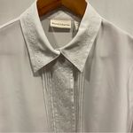 Jaclyn Smith Vintage 90’s Creamy dreamy semi sheer pleated embroidered collar blouse Photo 4