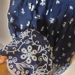 Blue Rain Size Large L Navy Blue White Eyelet Short Dress Summer Floral Wedding Photo 5