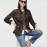 J.Crew Grey Relaxed Boyfriend Field Shirt Jacket, Size Small Petite Photo 0