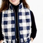 J.Crew Blue White Plaid Check Excursion Down Quilted Puffer Vest Sz Medium P Photo 2