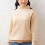 Dudley Stephens Tan Baldwin Mock Neck Terry Cloth Style Sweater XS Photo 0