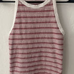 Lucky Brand  Women’s Stripe High Neck Red White Tank Top Small Photo 0