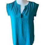 J.Crew  Teal Split‎ Neck Sleeveless Blouse Photo 0