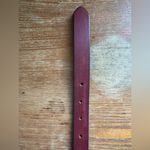 Vintage Burgundy Leather Belt with Ornate Brass Buckle – Western Style Red Photo 6