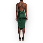 Lavish Lice Lavish Alice Wo Midi Dress Women's 14 Emerald Green Satin Cross Back Cowl Neck Photo 1