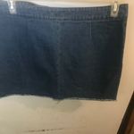 POL  size large dark blue denim mini skirt white lace up the front waist 34” Photo 3