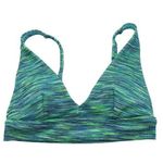 Aerie Womens Scoop V Neck Swim Top Padded Bikini Top Striped Green Blue XS Photo 0