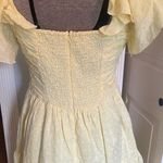 AQUA  V-Neck Ruffled Eyelet Mini Dress Women's Large Yellow Short Flutter Sleeve Photo 10